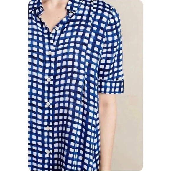 Anthropologie 11•1•TYLHO Adanne Blue Check Swing Blouse Top Size Small - Picture 10 of 10